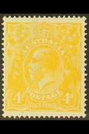 1914-20  4d Lemon-yellow George V Head, SG 22b, Very Fine Mint. For More Images, Please Visit Http://www.sandafayre.com/ - Autres & Non Classés