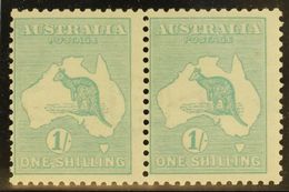 1915-27  1s Blue-green Roo, Die IIB, Watermark Sideways, SG 40ba (BW 33aa) Fine Mint Horiz Pair Which Nicely Shows A Ful - Sonstige & Ohne Zuordnung