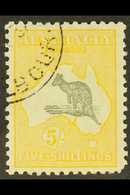 1929-30  5s Grey And Yellow Kangaroo, SG 111, Cto Used, Blunt Corner Perf. For More Images, Please Visit Http://www.sand - Sonstige & Ohne Zuordnung