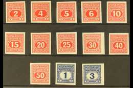 BOSNIA AND HERZEGOVINA  POSTAGE DUES 1916-18 Complete IMPERF Set, Michel 14/26 U, Superb Mint, Very Fresh. (13 Stamps) F - Andere & Zonder Classificatie