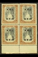 1919  3d Black And Brown "WAR TAX" With WATERMARK INVERTED, SG 105w, Never Hinged Mint BLOCK OF FOUR With Sheet Margin A - Sonstige & Ohne Zuordnung