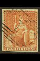 1852  (4d) Brownish Red Britannia, SG 5, Fine Used With Clear To Large Margins, Full Rich Colour And Very Light "1" Canc - Barbades (...-1966)
