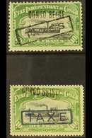 CONGO  1909 Stamp Tax, Local Overprint 10f Green And Black Perf. 12 (light Crease), 10f Perf. 14 (small Thin), COB TX16/ - Andere & Zonder Classificatie