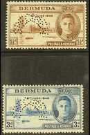 1946  Victory Pair, Perforated "Specimen", SG 123s/4s, Very Fine Mint, Large Part Og. (2 Stamps) For More Images, Please - Bermuda