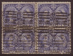 1897  50c Bright Ultramarine, Jubilee, SG 135, Used Block Of 4 With Light Roller Cancels. Scarce Item (1 Block Of 4) For - Other & Unclassified