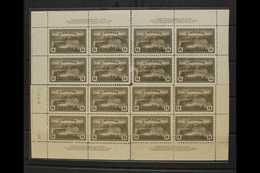 1946  14c Sepia, Power Station, SG 403, Plate 1, Corner Inscription Blocks For All 4 Corners, Very Fine NHM. (4 Blocks)  - Other & Unclassified