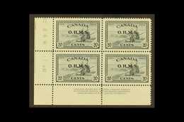OFFICIAL  1949 20c Slate "Harvester" With "O.H.M.S." Overprint, A Lower Left Corner Control Block Of Four, One Stamp Sho - Altri & Non Classificati