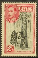 1938  2c Black And Carmine, Perf 13½x13, SG 386a, Very Fine And Fresh Mint. For More Images, Please Visit Http://www.san - Ceylan (...-1947)