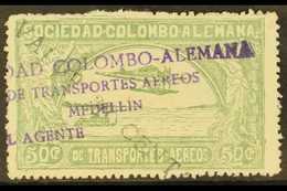 SCADTA  1921 30c On 50c Dull Green Surcharge In Black, SG 7 (Scott C20), Very Fine Used. For More Images, Please Visit H - Colombie