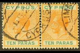 1912-13  10pa Orange And Green (SG 74) Horizontal Pair, The Right Stamp With "Broken Bottom Left Triangle", Fine Cds Use - Other & Unclassified