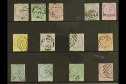 1874-79 USED CC WATERMARK SELECTION  Includes 1874 Perf 12½ Set With 1d, 6d And 1s (SG 1/3), 1877-79 Perf 14 Set Of All  - Dominica (...-1978)
