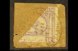 1871 ALEXANDRIA BISECT  10pa Bright Mauve, Diagonal Bisect, SG 12ba, On A Piece Tied By Clear Alessandria Cds. For More  - Other & Unclassified