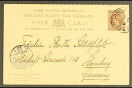 POSTAL STATIONERY  1884-91 1½d+1½d Brown Reply Card With Acute Accent Over First "E" Of "RESPONSE" Missing Variety (H&G  - Falklandinseln