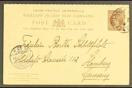 POSTAL STATIONERY  1884-91 1½d+1½d Brown Reply Card With Acute Accent Over First "E" Of "RESPONSE" Missing Variety (H&G  - Falkland Islands