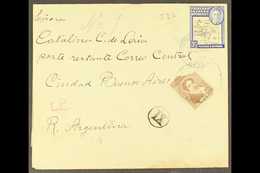 1947 COMMERCIAL COVER TO ARGENTINA  1946 3d Thick Map Tied By FID South Georgia Cds Of 14 NOV 1947 On Cover Addressed To - Falklandinseln