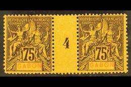 GABON  1904-07 75c Brown On Orange Tablet (Yvert 29, SG 2, Maury 27), Very Fine Mint Horizontal '4' MILLESIME PAIR, Very - Andere & Zonder Classificatie