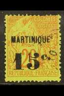 MARTINIQUE  1888 15c On 20c Red And Green, Yv 16, Fine Used. For More Images, Please Visit Http://www.sandafayre.com/ite - Sonstige & Ohne Zuordnung