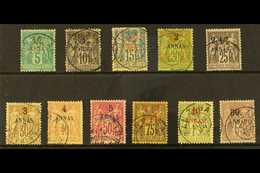 ZANZIBAR  1894-96 Surcharged Set Complete, Yvert 1/11, Very Fine Used, The 1½a On 15c With Faults (11 Stamps) For More I - Andere & Zonder Classificatie