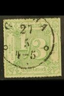 THURN & TAXIS  1866 1/3sgr Pale Green With Coloured Roulettes, SG 39 (Michel 46), Used With Superb Cds & Well- Centered, - Other & Unclassified