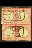 1872  1g Rose-carmine Small Shield (Michel 4, SG 5), Fine Used BLOCK Of 4 Cancelled By Two Boxed "Hohenstein - Ernstthal - Other & Unclassified