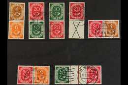 1951 POSTHORN SE-TENANT ISSUES.  Superb Used All Different Group On A Stock Card, Includes 1951 4pf+6pf, 20pf+10pf, 10pf - Andere & Zonder Classificatie