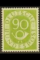 1951-52  90pf Yellow-green Posthorn (Michel 138, SG 1060), Superb Never Hinged Mint, Very Fresh. For More Images, Please - Sonstige & Ohne Zuordnung