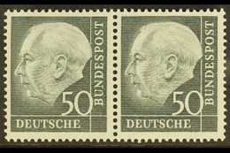 1954-61  50pf Slate-black Heuss (Michel 189x, SG 1115), Never Hinged Mint HORIZONTAL PAIR, Very Fresh. (2 Stamps) For Mo - Other & Unclassified