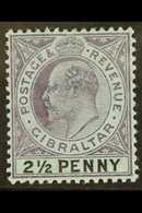 1903  2½d Dull Purple And Black On Blue With Large "2" In "½" Variety, SG 49a, Mint, Tiny Hinge Thin. For More Images, P - Gibraltar