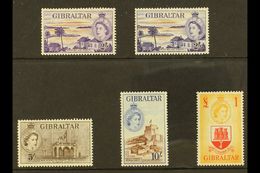 1953-59  Definitive Top Values, 2s To £1 (SG 155/58), Plus 2s Additional Listed Shade (SG 155a), Very Fine Never Hinged  - Gibilterra
