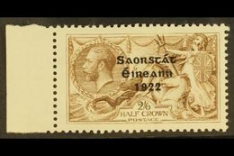 1922  2s 6d Pale Brown, 3 Line Thom Ovpt, Variety "Corner Re-entry", Hib. T59ca (SG 64 Var), Very Fine Mint Marginal. Fo - Sonstige & Ohne Zuordnung