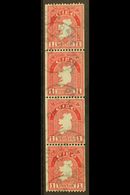 1940 COIL STAMP  1d Carmine, Perf 14 X Imperf, SG 112b, Fine Cds Used Strip Of Four. For More Images, Please Visit Http: - Autres & Non Classés