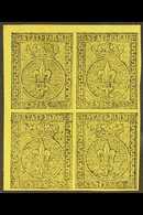 PARMA  1852 5c Black On Yellow Orange, Sass 1, Superb Corner Block Of 4, Mint Og. Signed Roumet. For More Images, Please - Ohne Zuordnung