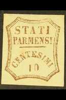 PARMA  1859 10c Brown, Provisional Govt Showing FIGURE " 1 " INVERTED, Sassone 14b, Mint Large Part OG (an Area Of Sligh - Unclassified