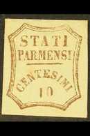 PARMA  1859 10c Brown, Provisional Govt Showing FIGURE " 1 " INVERTED, Sassone 14b, Mint Large Part OG (an Area Of Sligh - Non Classés