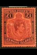 1938  £1 Brown Purple & Black/red, SG 114, Very Fine Mint With Photo Certificate. For More Images, Please Visit Http://w - Leeward  Islands
