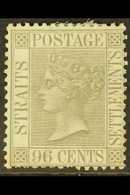 1867-72  96c Grey, SG 19, Unused Without Gum, Shorter Perfs At Base. For More Images, Please Visit Http://www.sandafayre - Straits Settlements