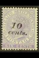 1880-81  10  On 6c Lilac, SG 44, Fine Mint.  For More Images, Please Visit Http://www.sandafayre.com/itemdetails.aspx?s= - Straits Settlements