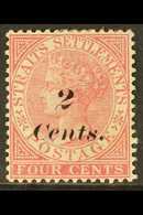 1883  2c On 4c Rose, SG 61, Fine Mint. For More Images, Please Visit Http://www.sandafayre.com/itemdetails.aspx?s=630469 - Straits Settlements