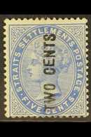 1884  2c On 5c Blue, SG 78, Fine Mint. For More Images, Please Visit Http://www.sandafayre.com/itemdetails.aspx?s=630474 - Straits Settlements