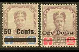 JOHORE  1903 50c On $3 And $1 On $2, SG 56/57, Fine Mint. (2 Stamps) For More Images, Please Visit Http://www.sandafayre - Straits Settlements