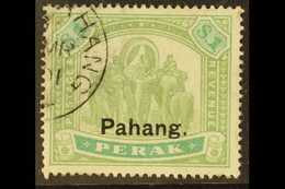 PAHANG  1898 (Perak Overprinted) $1 Green And Pale Green, SG 23, Cds Used, Slight Crease And A Short Perf Bottom Right.  - Other & Unclassified