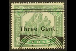 PERAK  1900 3c On $1 Green And Pale Green, SG 86, Very Fine Used. For More Images, Please Visit Http://www.sandafayre.co - Autres & Non Classés