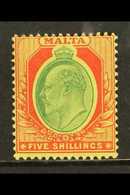 1911  5s Green & Red On Yellow, SG 63, Never Hinged Mint. Centered High. Fresh! For More Images, Please Visit Http://www - Malta (...-1964)