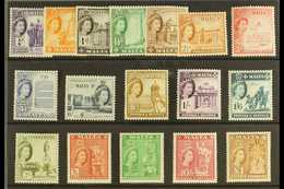 1956-58  Definitives Complete Set, SG 266/82, Never Hinged Mint. (17 Stamps) For More Images, Please Visit Http://www.sa - Malta (...-1964)