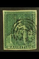 1858  4d) Green, SG 27, Very Fine Used With Good Even Margins All Round, Intense Colour And Neat Concentric Circle Cance - Maurice (...-1967)