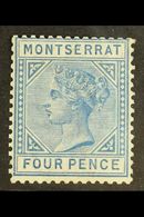 1884-85  4d Blue Watermark Crown CA, SG 11, Mint With Tiny Thin. Fresh ,attractive And Scarce! For More Images, Please V - Montserrat