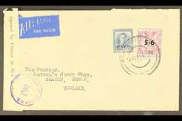 POSTAL FISCAL COVER  1941 Airmailed & Censored Cover To UK, Franked 5/6 On 5s6d Lilac With 3d Blue KGVI Definitive, SG F - Other & Unclassified