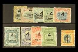 1889  4c On 5c To 4c On $2, SG 112/122, Fine Mint. (10 Stamps) For More Images, Please Visit Http://www.sandafayre.com/i - Borneo Del Nord (...-1963)