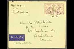 POSTAL HISTORY  1938 Airmailed Cover To England, Franked 1932-4 9d Violet Pair, SG 184, Neat RABAUL C.d.s. Postmark, Bri - Papouasie-Nouvelle-Guinée