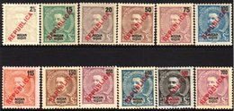 MOZAMBIQUE  1917 "Republica" Local Overprints In Red Complete Set, SG 234/245, Mint Or Unused Without Gum. (12 Stamps) F - Andere & Zonder Classificatie